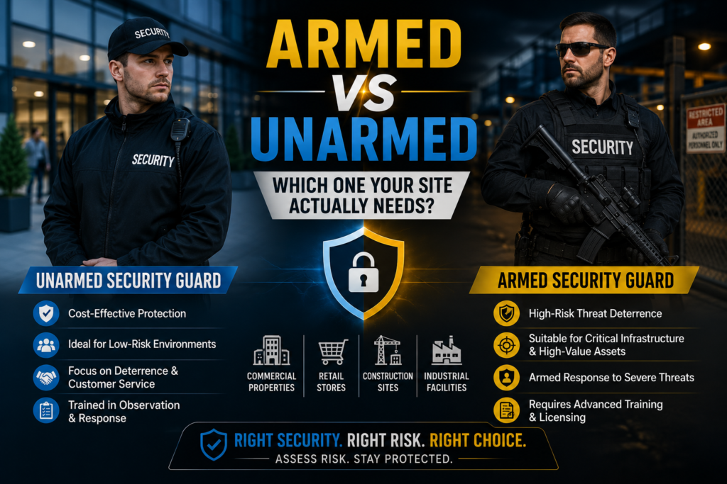 Armed vs Unarmed Security Guards: Which One Your Site Actually Needs