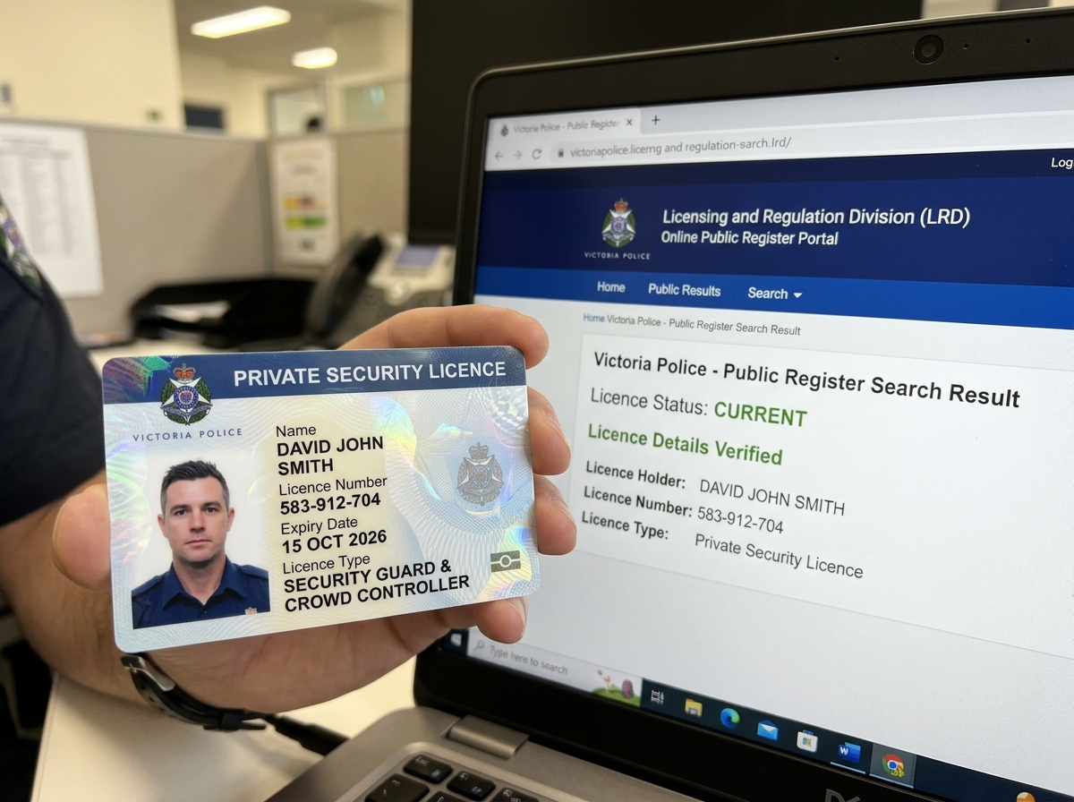 A current Victorian Private Security Licence